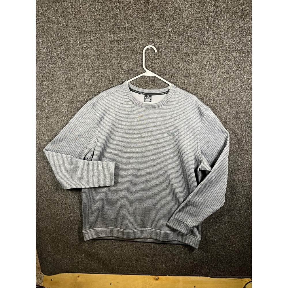 Under Armour Golf Storm Sweatshirt Mens 2XL Gray Ribbed Pullover Crew Neck Logo